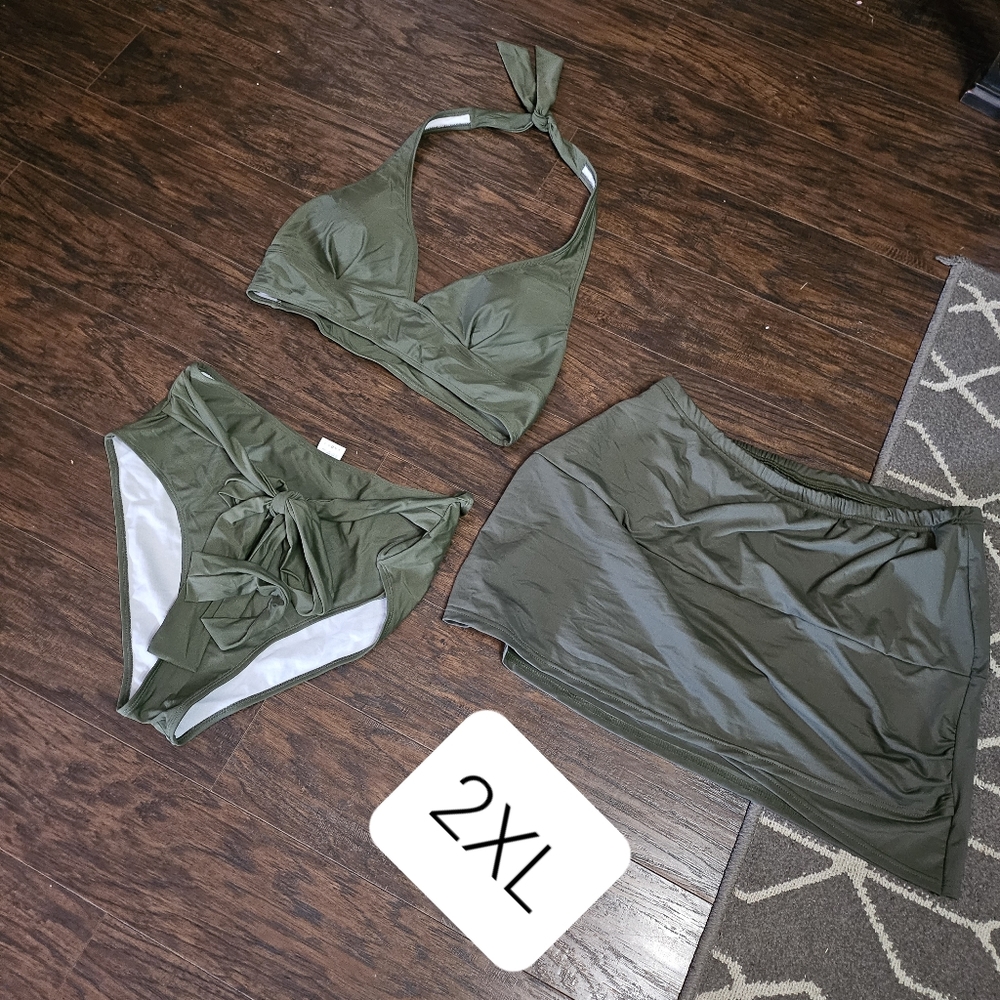 New swimming tankini 3 pieces set size  2xl